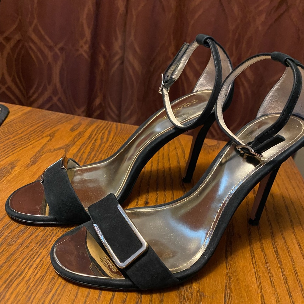 Coach black velvet heels